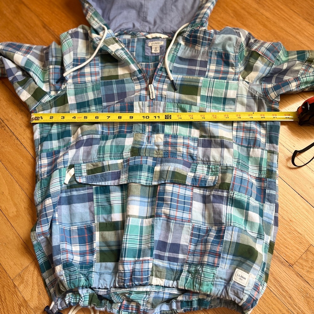 L.L.Bean Madras Patchwork Anorak Pullover Hooded … - image 4